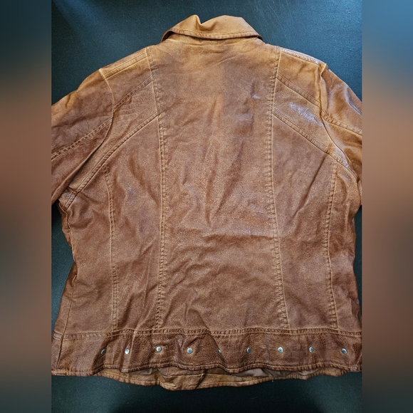 NWOT - Jou Jou Faux Leather Distressed Brown  Moto Jacket - Size 2X - Picture 12 of 12